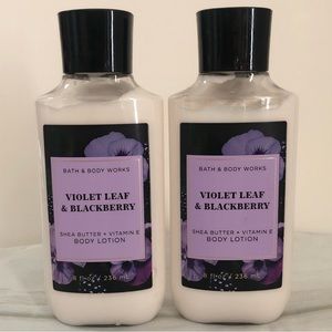 Bath and Body Works Violet & Blackberry Body Lotion Vanilla Bean 2 Pack 8 Fl Oz